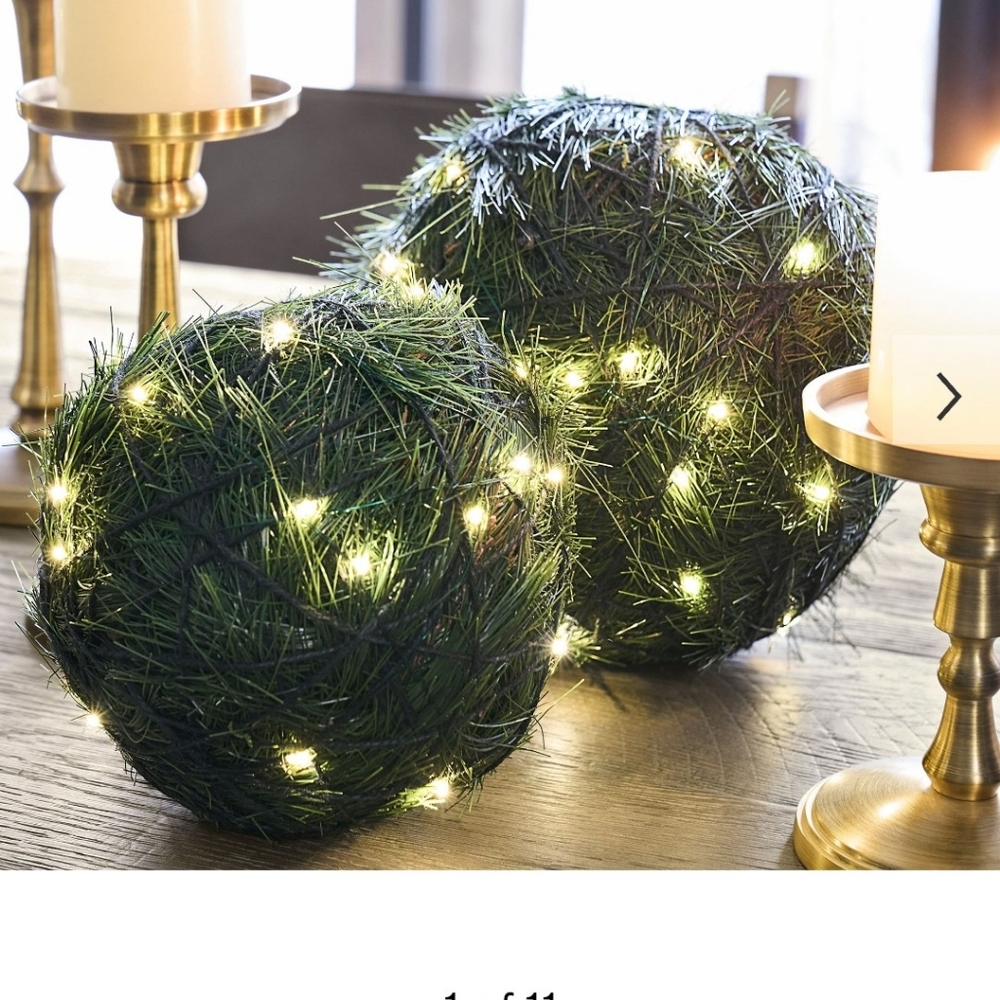 NWT Pottery Barn Small Light Up Evergreen Sphere
